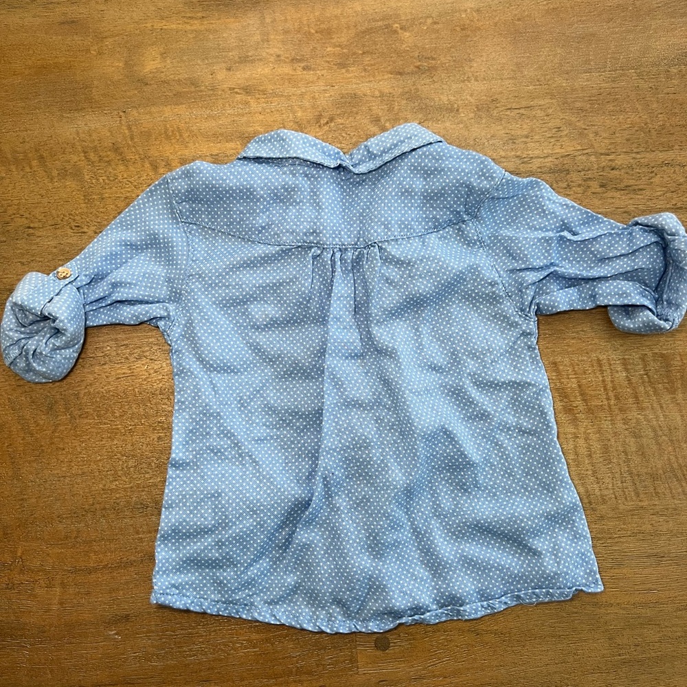 Zara Blue Button Down Shirt with Rolled Sleeves - Picture 2 of 3